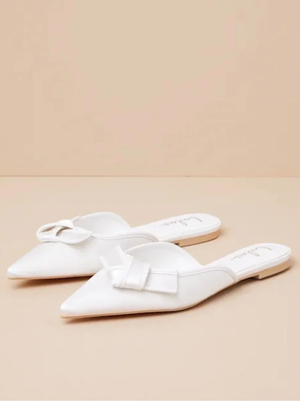 Lulus Kally White Satin Knotted Mule Flats - Size 6